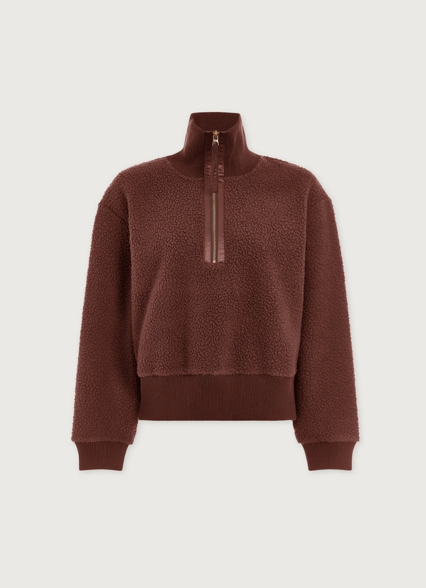 Varley Roselle Half Zip Fleece in Deep Mahogany Product Shot View
