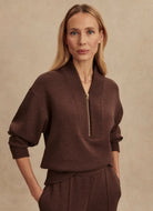 Varley Sally Half Zip Sweatshirt in Coffee Bean Marl