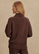 Varley Sally Half Zip Sweatshirt in Coffee Bean Marl Back View