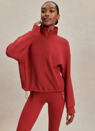 Varley Sian Cropped Half Zip Midlayer in Lava Falls