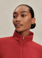 Varley Sian Cropped Half Zip Midlayer in Lava Falls Close Up Front View