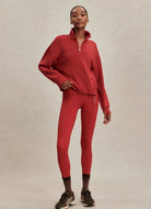 Varley Sian Cropped Half Zip Midlayer in Lava Falls Full Length Front View