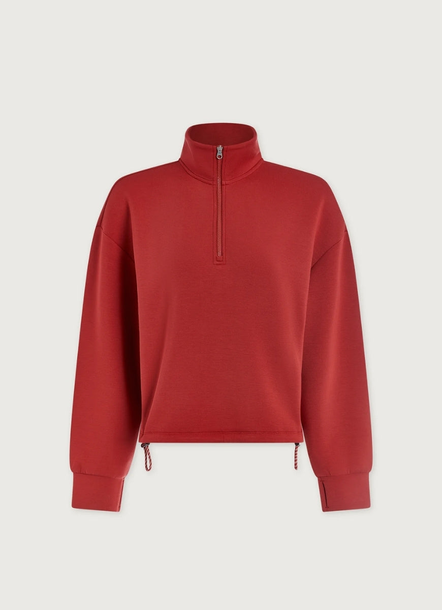 Varley Sian Cropped Half Zip Midlayer in Lava Falls Product Shot View