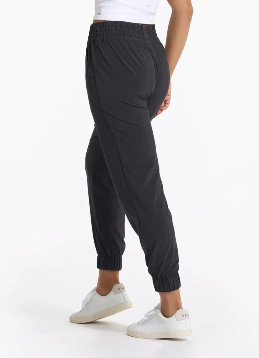 Vuori Women's Villa Jogger in Black Waist Down Back View