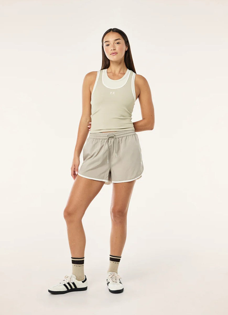 P.E Nation Academy Short in Biscuit Full Length Front View