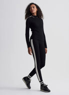 Varley Aiden Knit Legging in Black Full Length Angled Side View