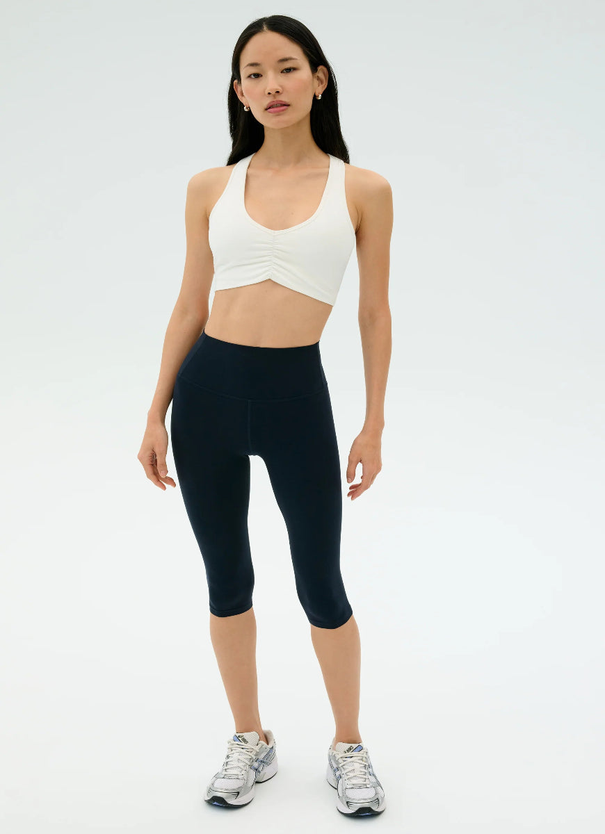 Splits59 Airweight Sports Bra With Ruching in White Full Length Front View