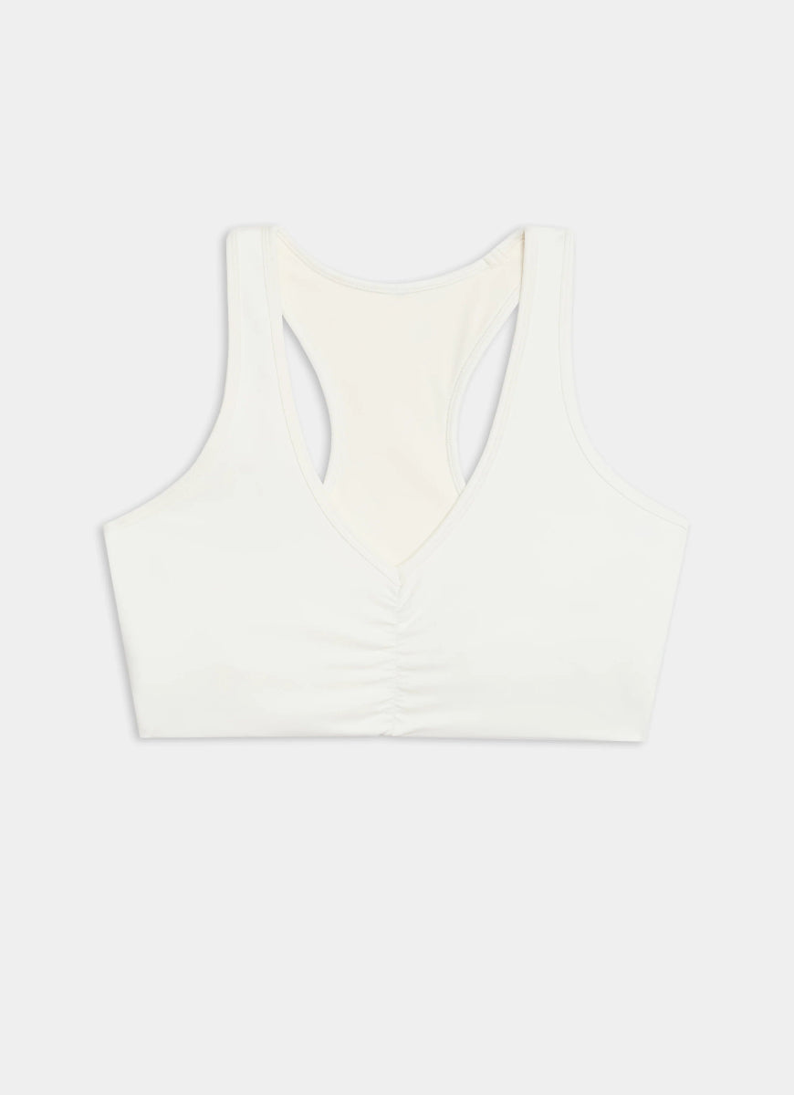 Splits59 Airweight Sports Bra With Ruching in White Product Shot View