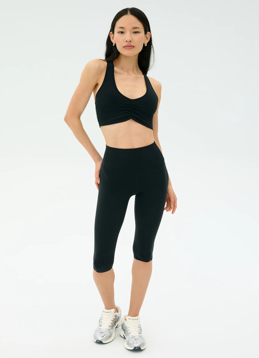 Splits59 Airweight High Waist 16” Cropped Legging in Black Full Length Front View
