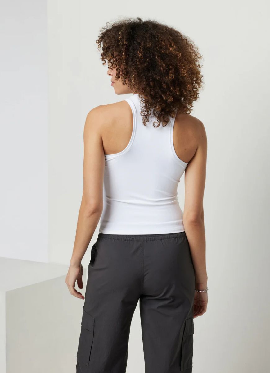 Vuori AllTheFeels Crew Tank Top in White Back View