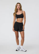 Vuori AllTheFeels Sports Bra in Black Full Length Front View