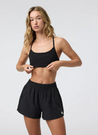 Vuori AllTheFeels Sports Bra in Black Front View