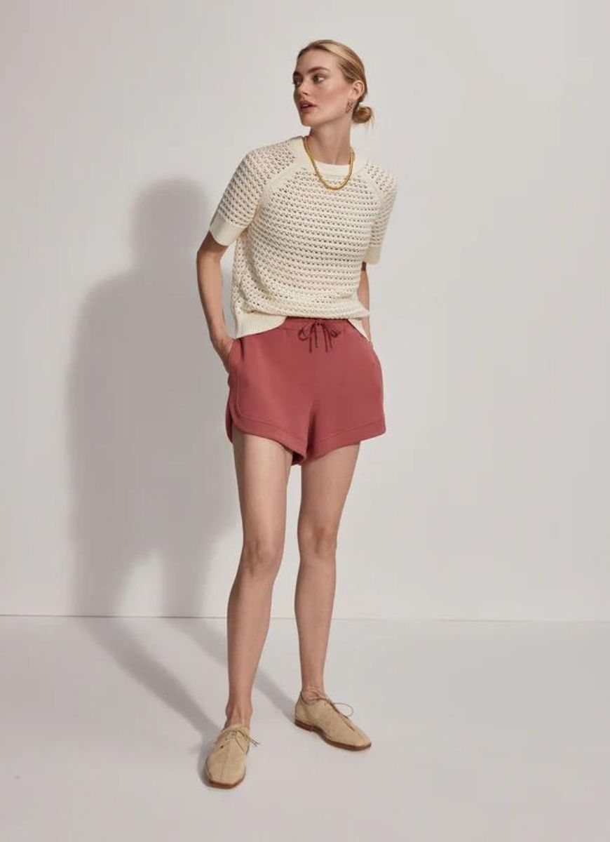 Varley Alva Knit Top in Egret Full Length Front View