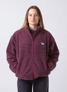 American Vintage Hoktown Fleece Jacket in Bordeaux Chine Front View