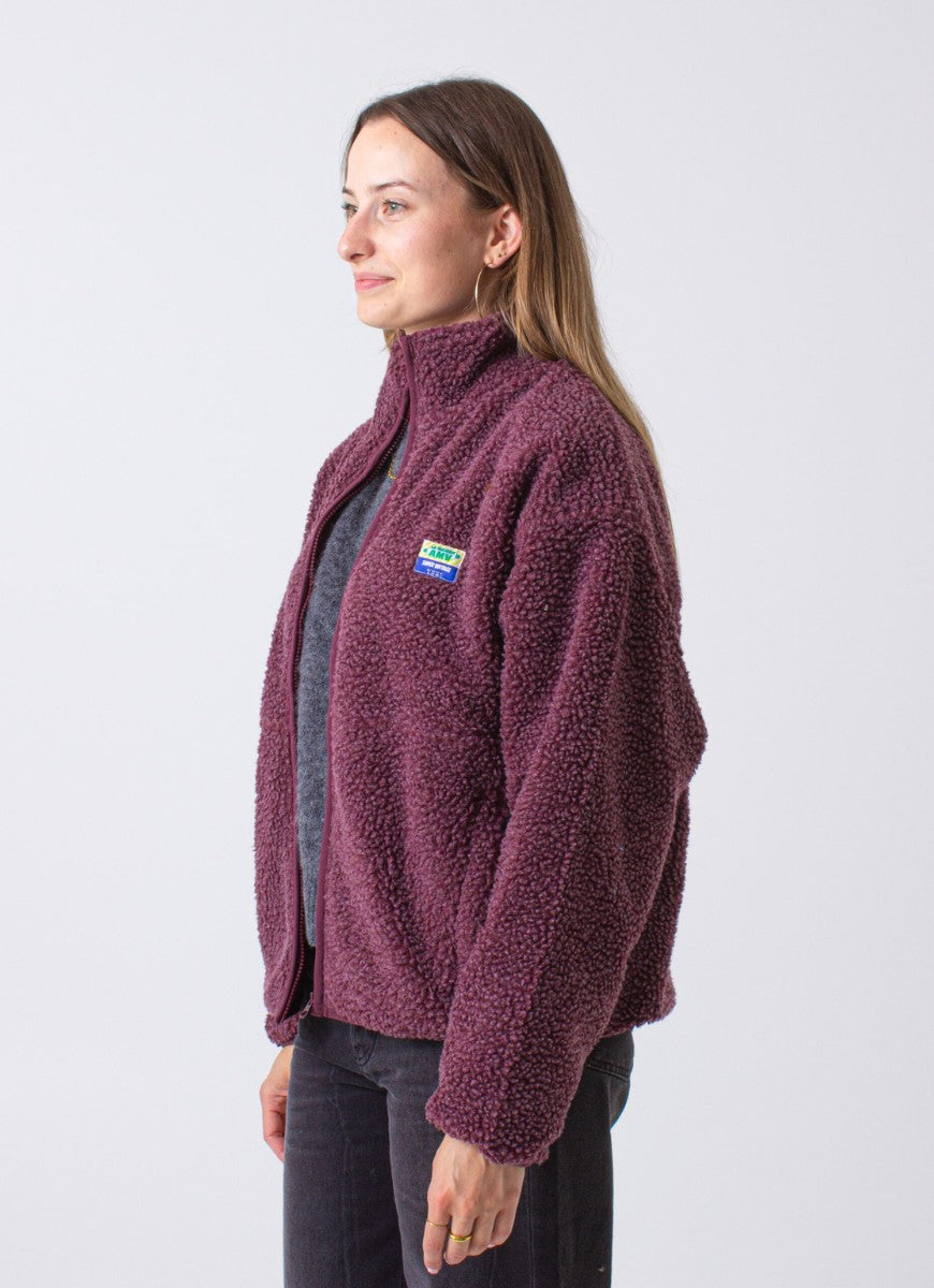 American Vintage Hoktown Fleece Jacket in Bordeaux Chine Side View