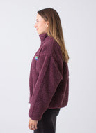 American Vintage Hoktown Fleece Jacket in Bordeaux Chine Alternate Side View