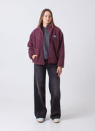 American Vintage Hoktown Fleece Jacket in Bordeaux Chine Full Length Front View