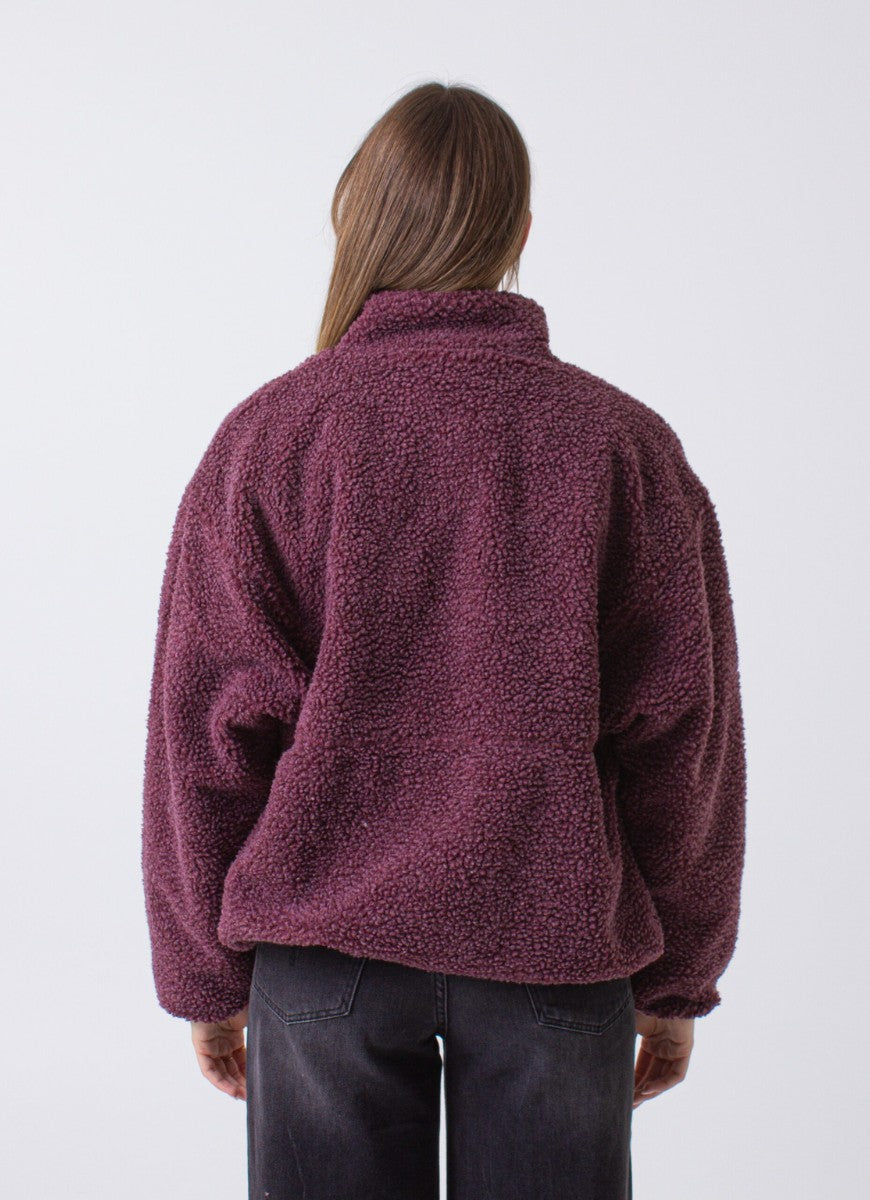 American Vintage Hoktown Fleece Jacket in Bordeaux Chine Back View