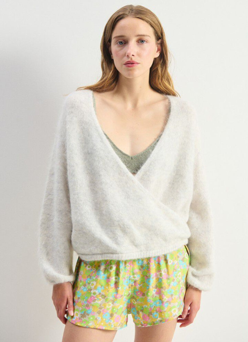 American Vintage Nuny Crossover Sweater in Polaire Chine