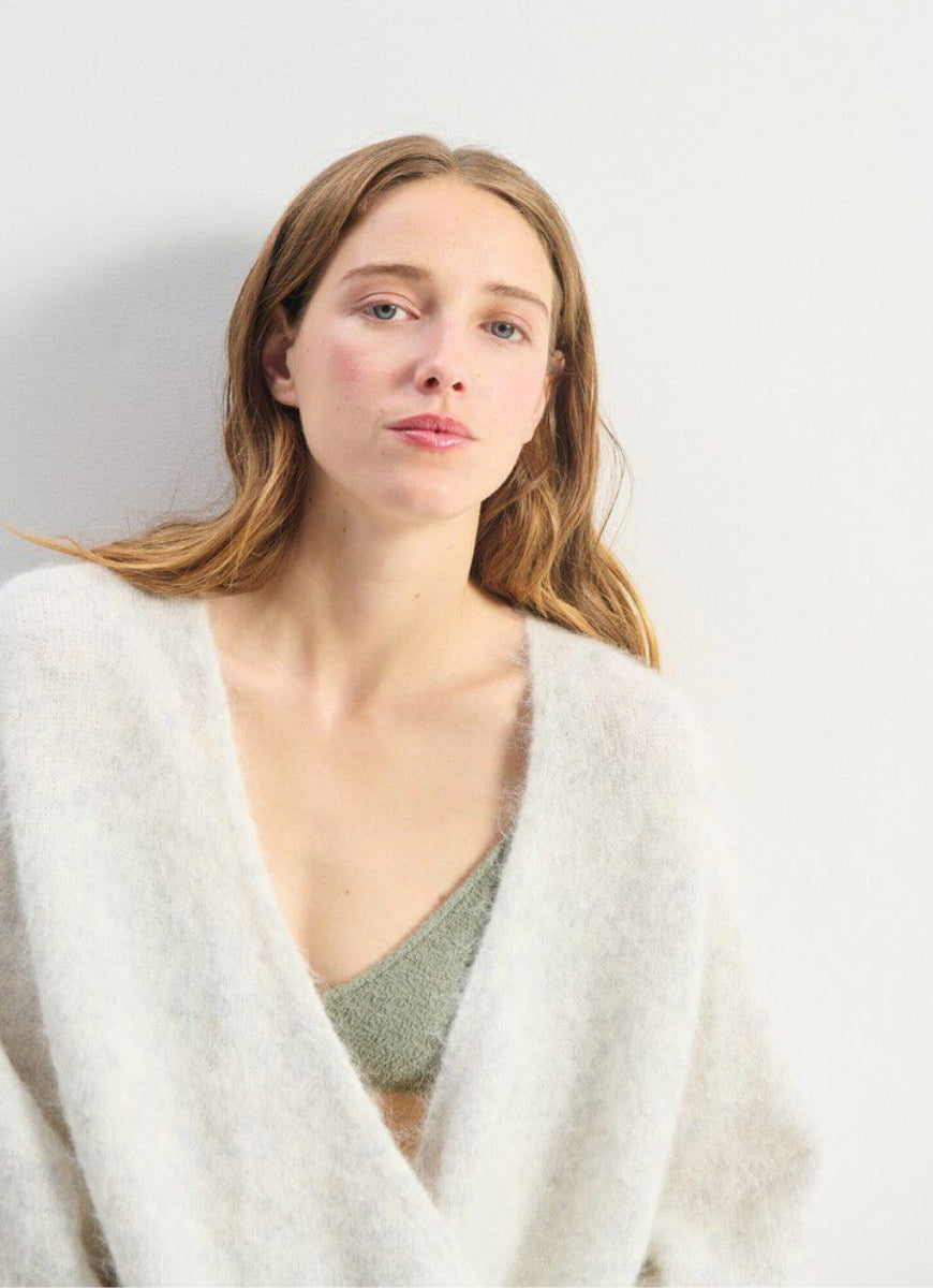 American Vintage Nuny Crossover Sweater in Polaire Chine Front View