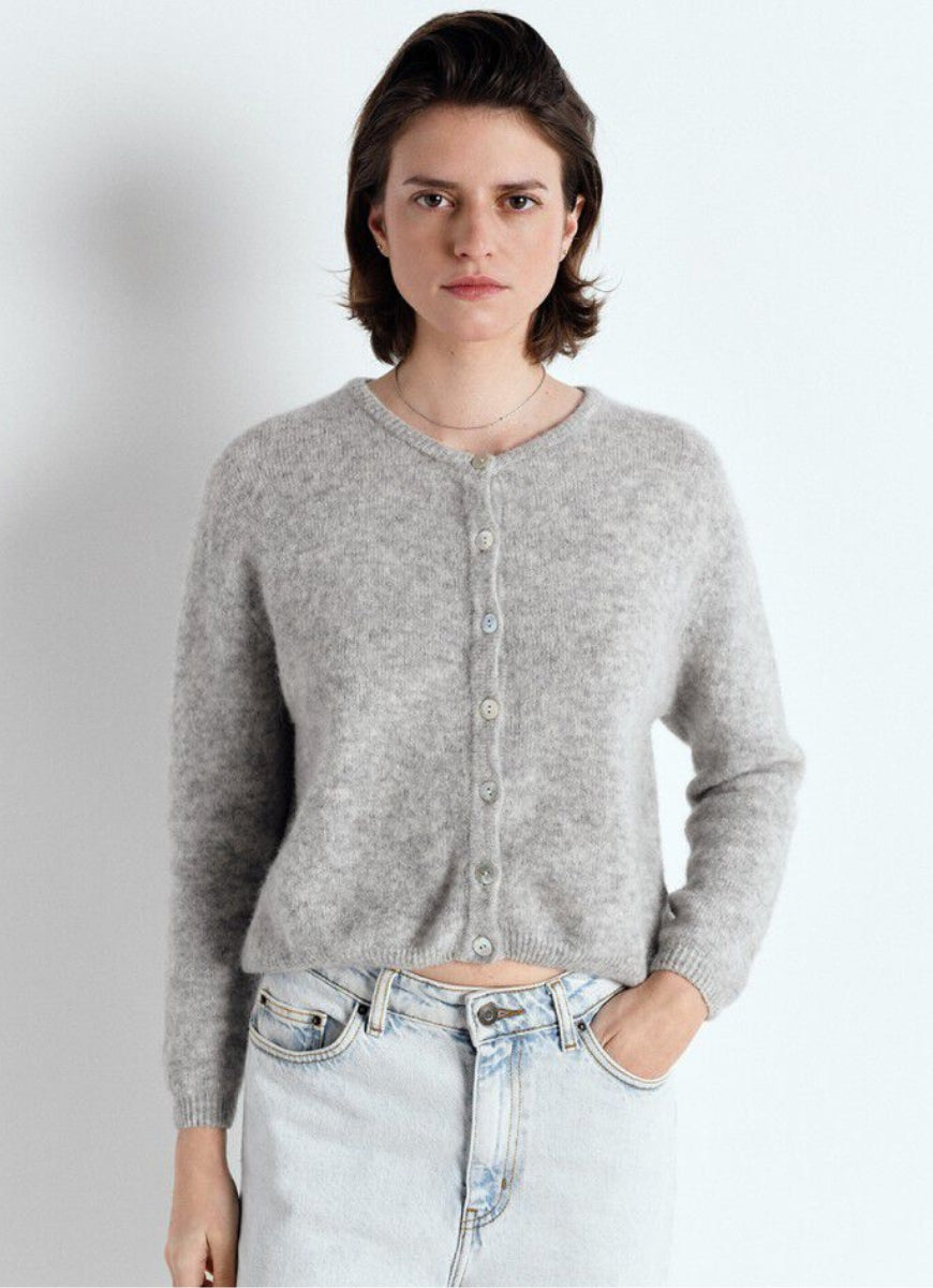 American Vintage Vitow Cardigan in Gris Clair Chine