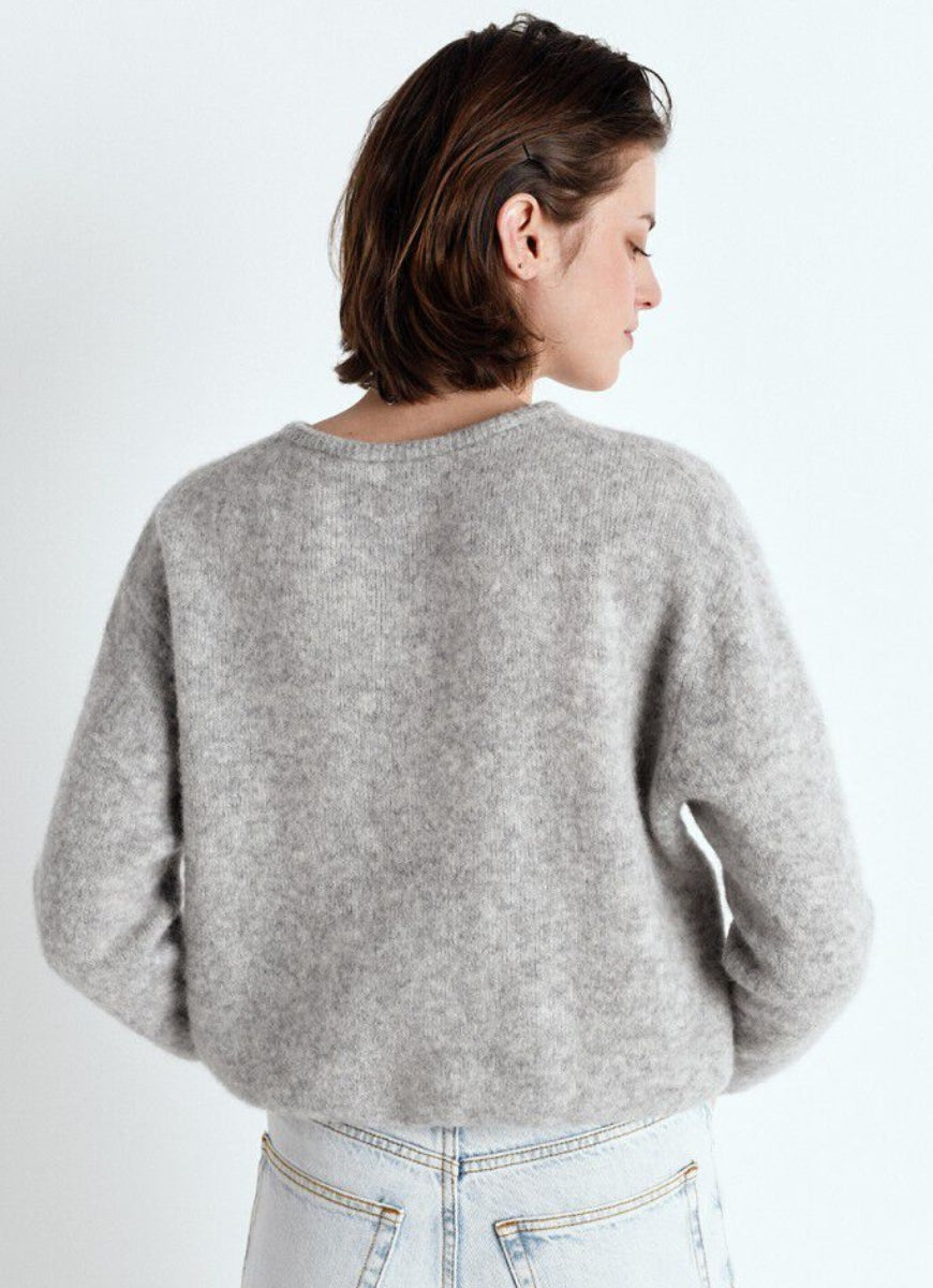 American Vintage Vitow Cardigan in Gris Clair Chine Back View