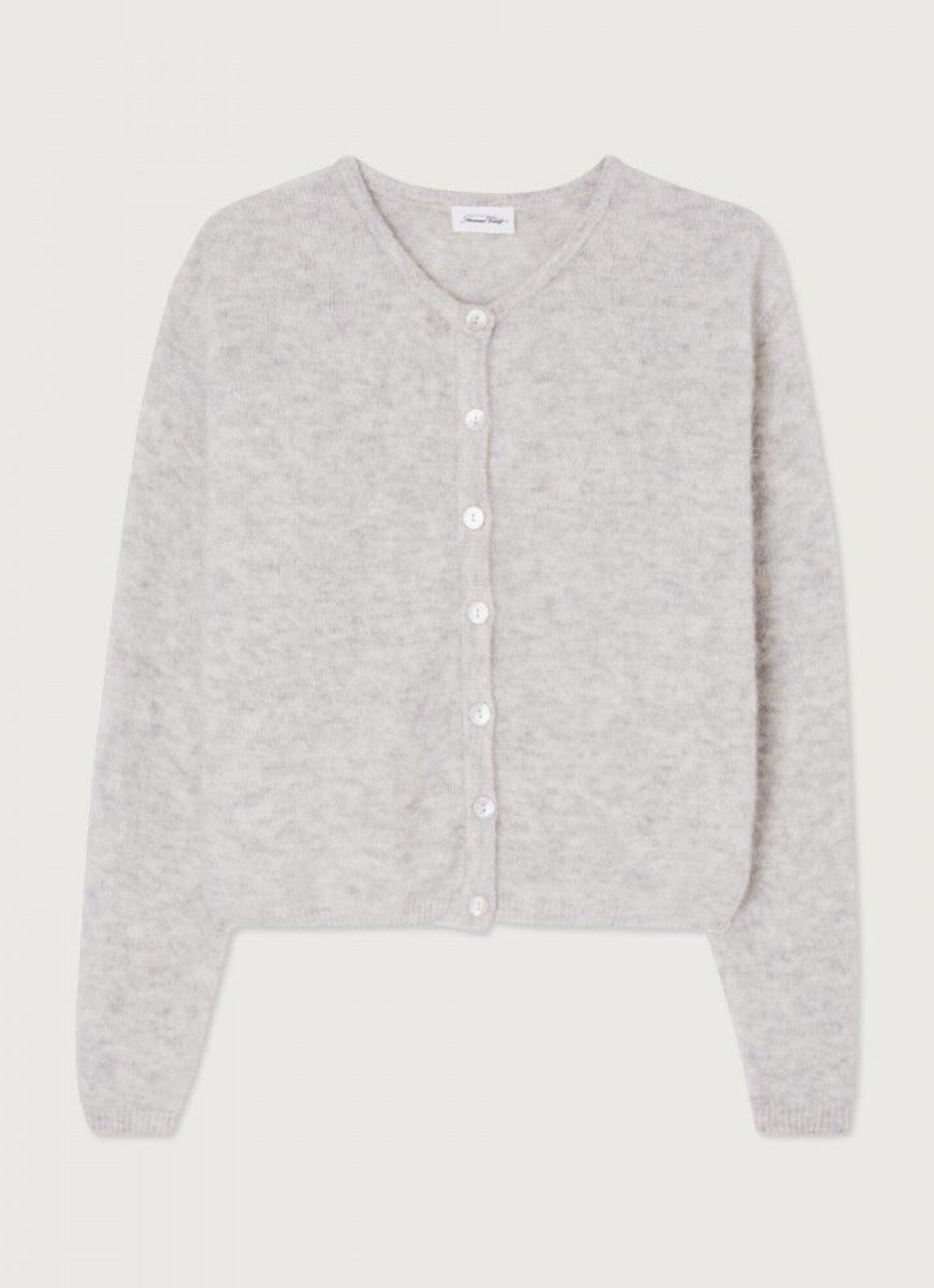 American Vintage Vitow Cardigan in Gris Clair Chine Product Shot View