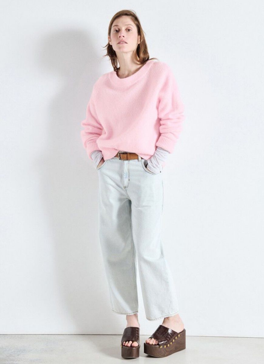 American Vintage Vitow Sweater in Dragee Chine Full Length Front View