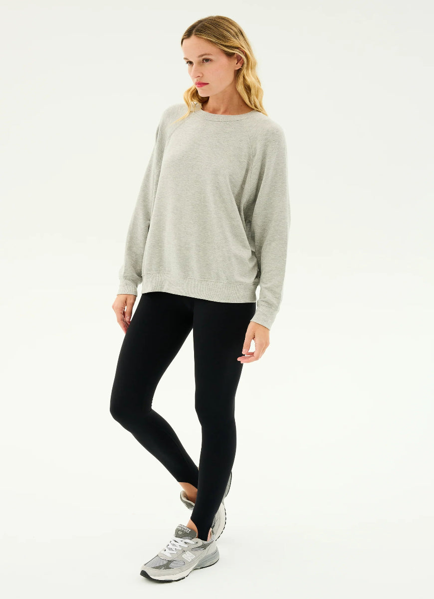 Splits59 Andie Oversized Fleece Sweatshirt in Heather Grey Full Length Front View