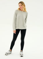 Splits59 Andie Oversized Fleece Sweatshirt in Heather Grey Front View