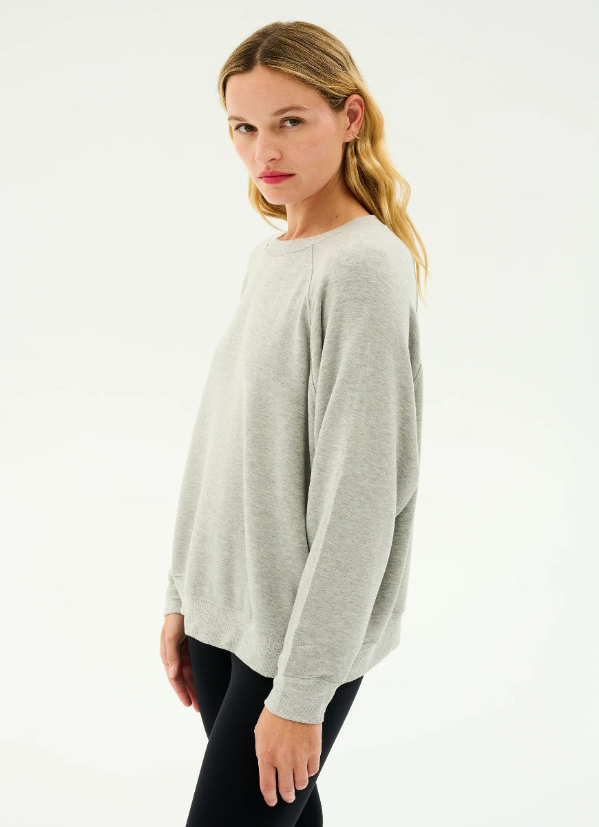 Splits59 Andie Oversized Fleece Sweatshirt in Heather Grey Side View