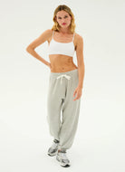 Splits59 Andie Oversized Fleece Sweatpant in Heather Grey Full Length Front View
