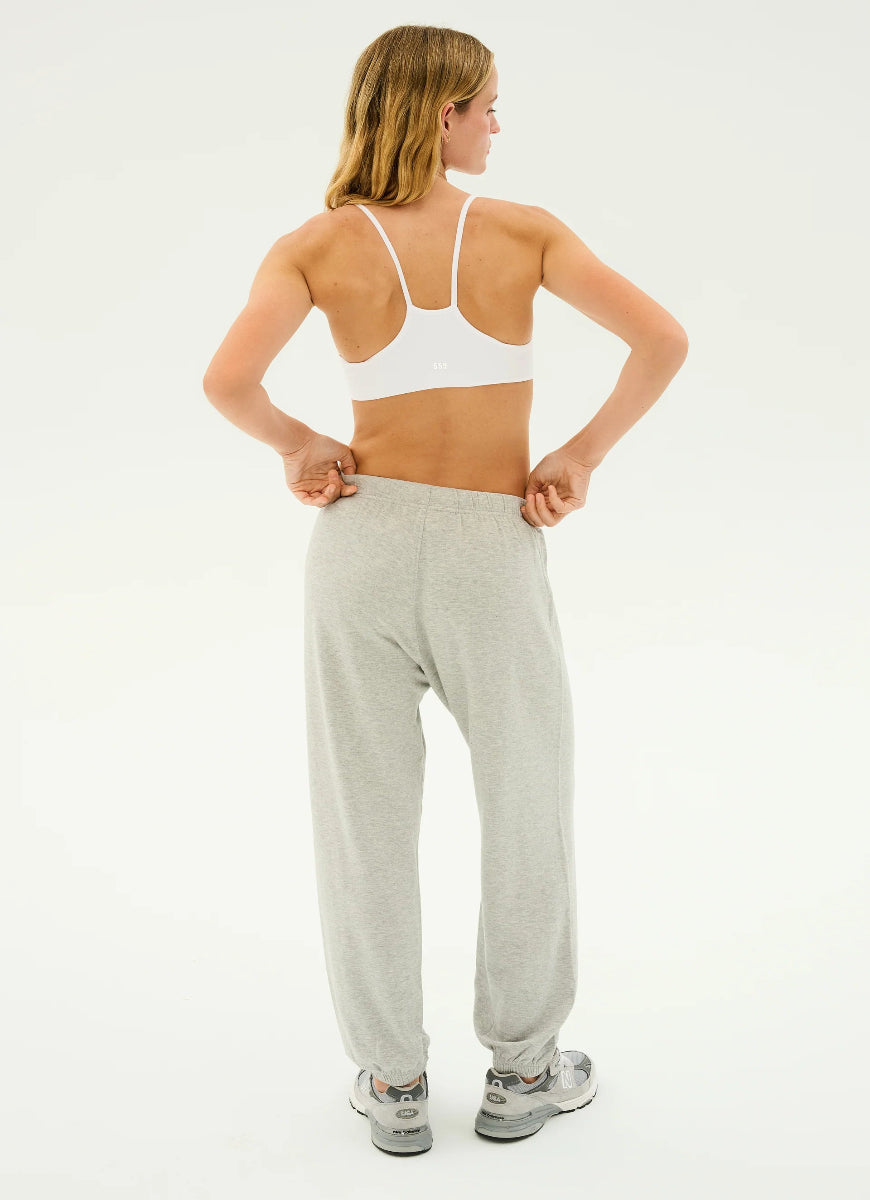 Splits59 Andie Oversized Fleece Sweatpant in Heather Grey Full Length Back View