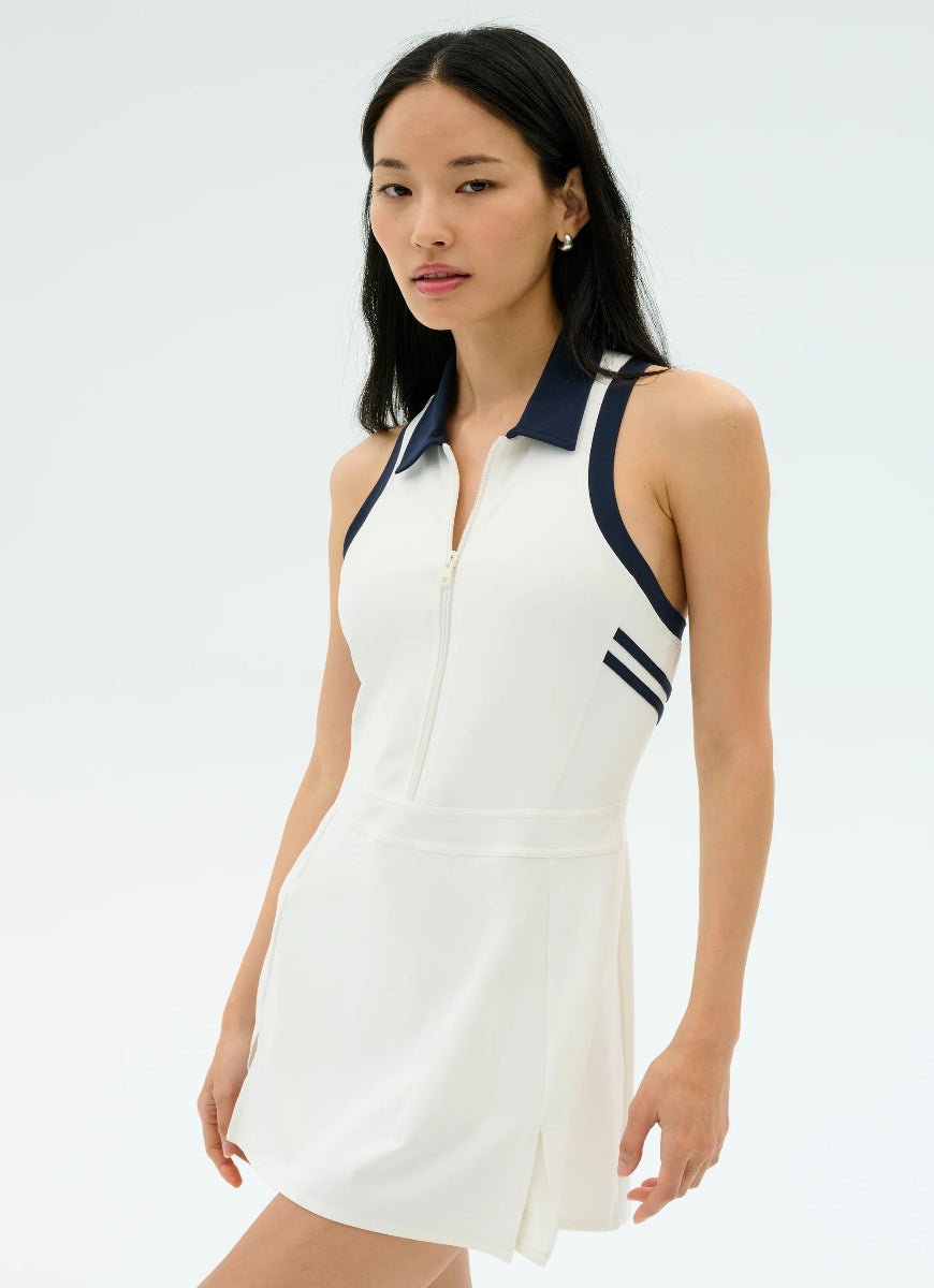 Splits59 Austin Rigor Dress in White/Indigo Front View