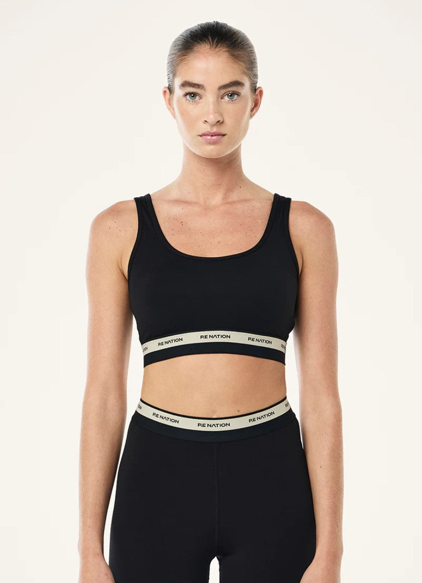 P.E Nation Avant Sports Bra in Black/Biscuit