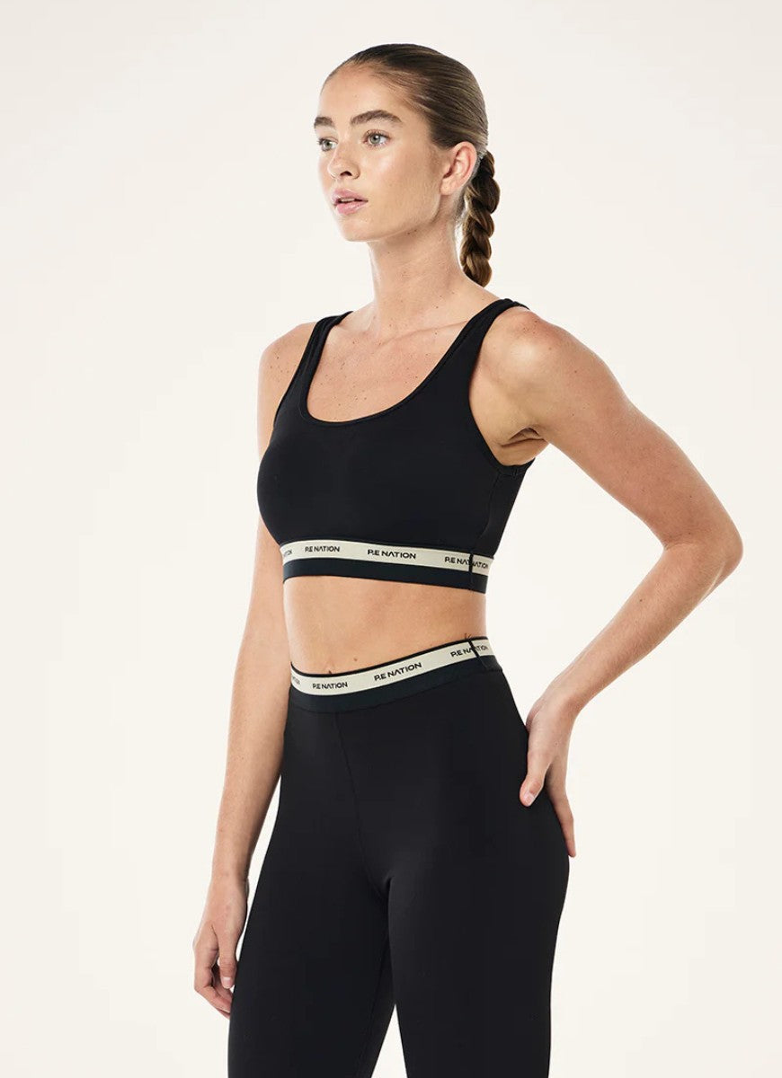 P.E Nation Avant Sports Bra in Black/Biscuit Side View