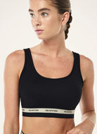 P.E Nation Avant Sports Bra in Black/Biscuit Front View