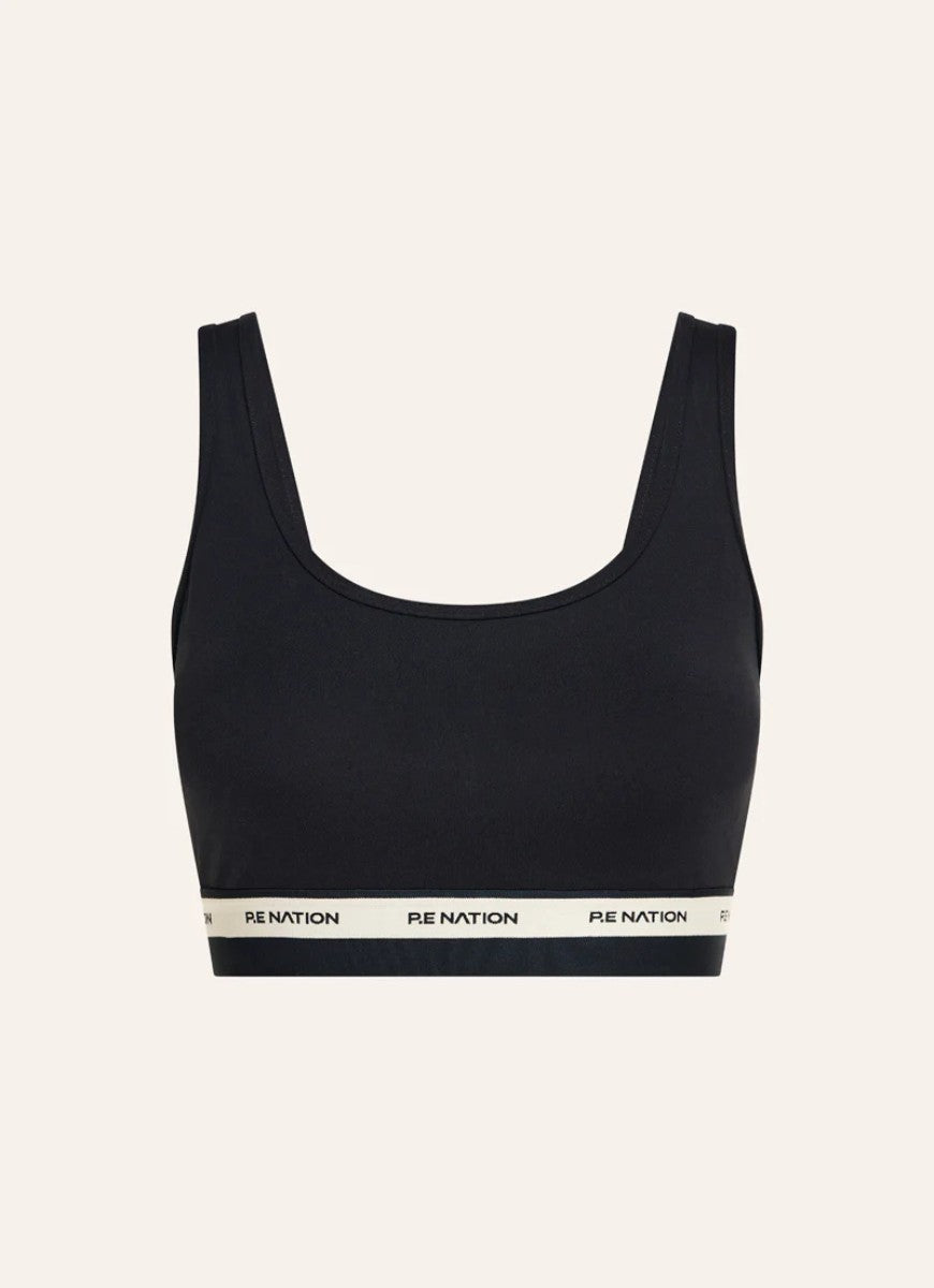 P.E Nation Avant Sports Bra in Black/Biscuit Product Shot View