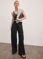 Beyond Yoga Easy Wide Leg Pant in True Black Full Length Front View