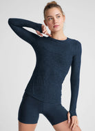 Beyond Yoga Featherweight Classic Crew Pullover in Navy