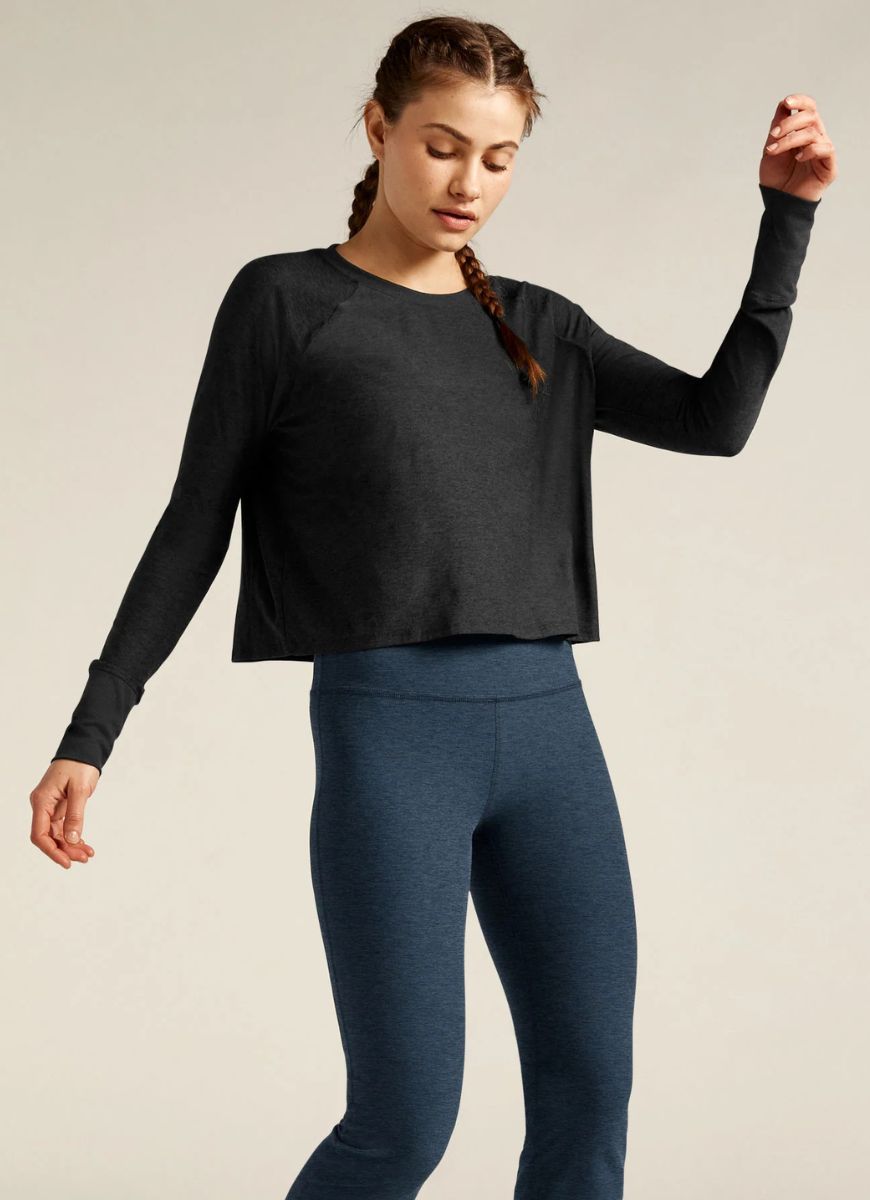 Beyond Yoga Featherweight Daydreamer Pullover in Darkest Night Front View