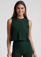 Beyond Yoga Featherweight Minimal Cropped Tank in Dark Green