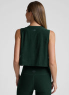 Beyond Yoga Featherweight Minimal Cropped Tank in Dark Green Back View