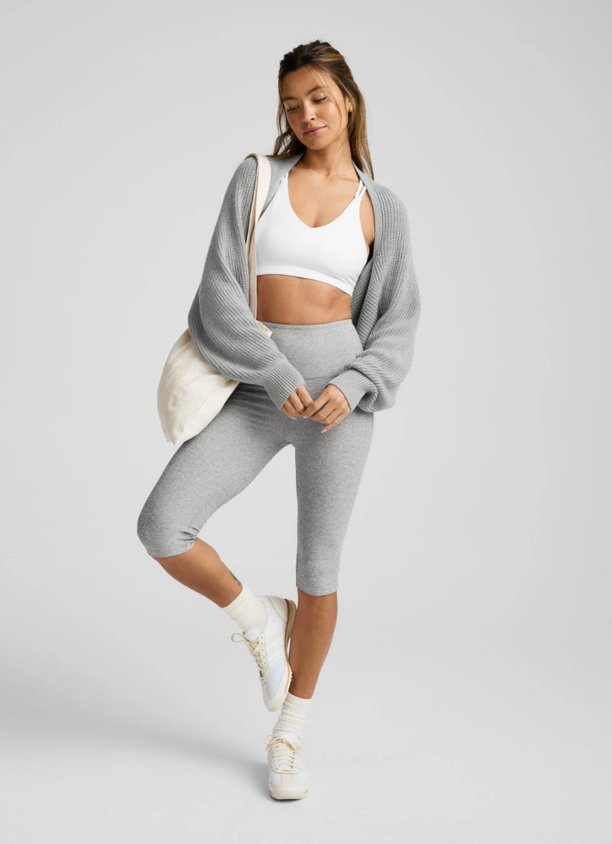 Beyond Yoga Ready For Barre Relaxed Shrug in Gray Heather