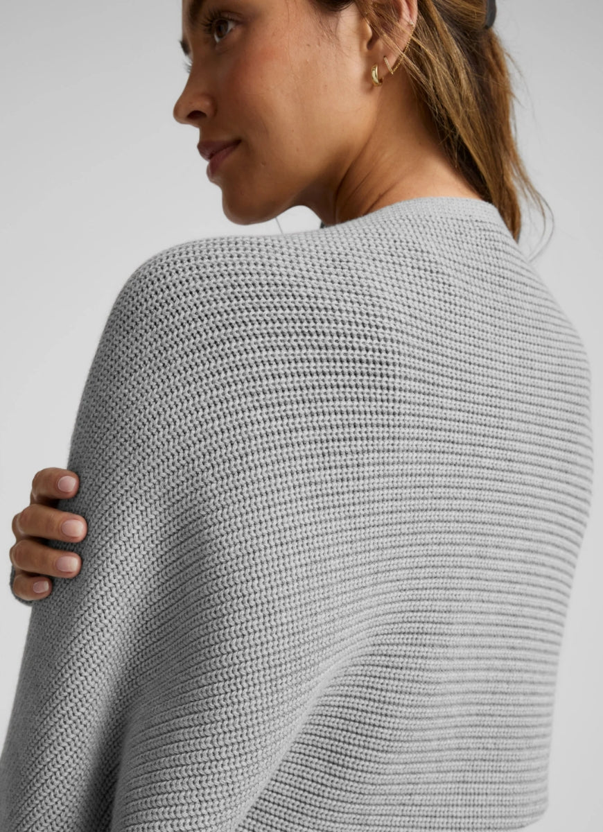 Beyond Yoga Ready For Barre Relaxed Shrug in Gray Heather Close Up Back View