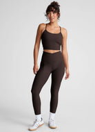 Beyond Yoga Spacedye At Your Leisure High Waisted Legging in Dark Chocolate Heather Full Length Front View