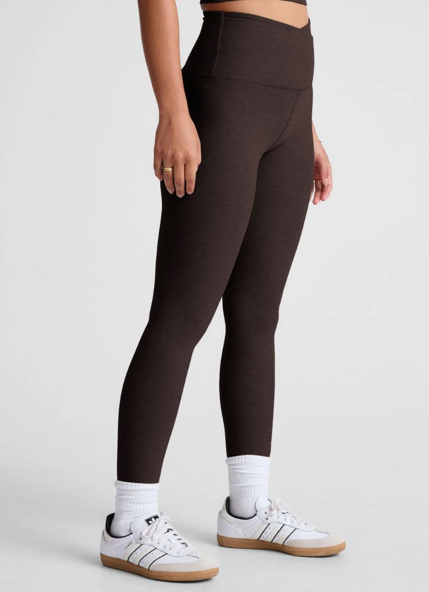 Beyond Yoga Spacedye At Your Leisure High Waisted Legging in Dark Chocolate Heather Side View