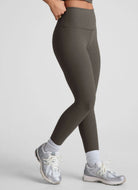 Beyond Yoga Spacedye Caught In The Midi High Waisted Legging in True Gray Heather Side View