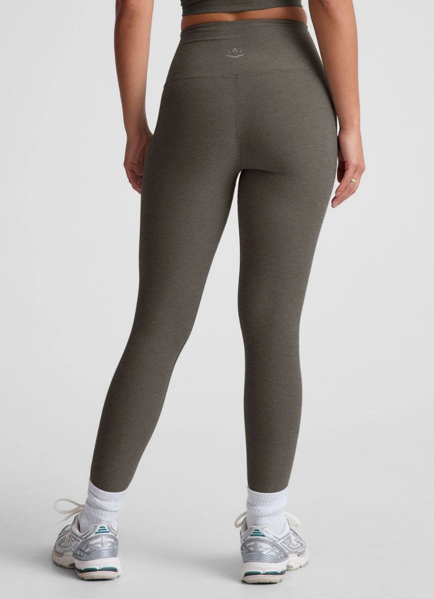 Beyond Yoga Spacedye Caught In The Midi High Waisted Legging in True Gray Heather Back View