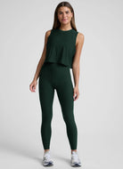 Beyond Yoga Spacedye Caught In The Midi High Waisted Legging in Dark Green Full Length Front View